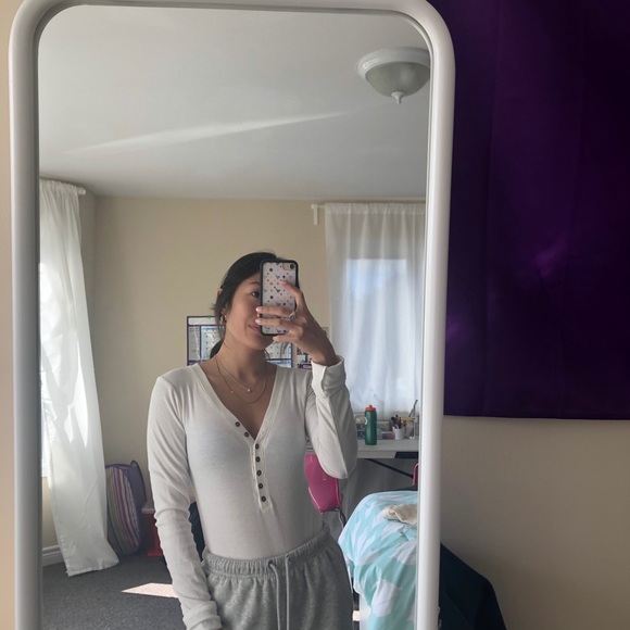 White ribbed Henley bodysuit - Picture 3 of 3